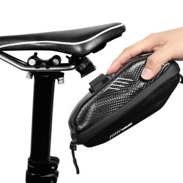 E7 0.8L Bike Saddle Bag Bicycle Seat Rear Tail Pouch Clamp Fixation Smooth Zipper Black