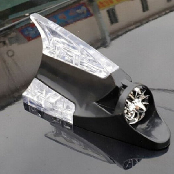 Wind Powered Shark Fin Shape Car Lights Super Bright Strobe Cool Anti Rear End Decorative Flash Lamp Black