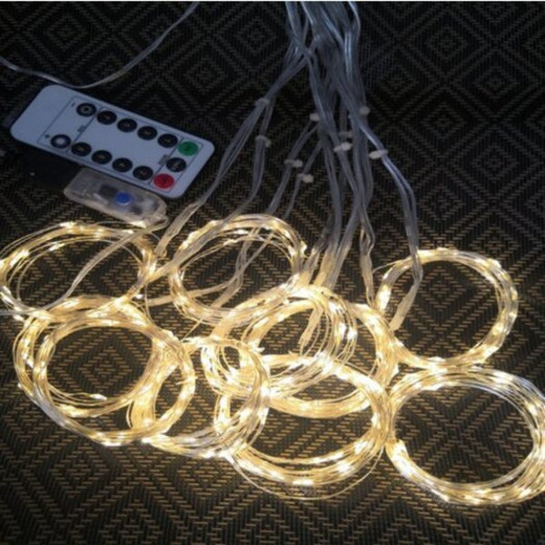 Curtain Lights 300 Led Usb Fairy String Ir Remote Waterproof 8 Settings Twinkle Multicolor String Lights