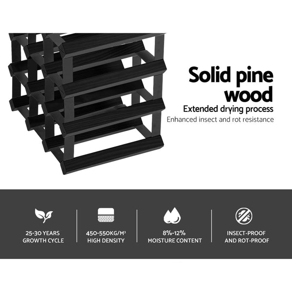 Racks Artiss 12 Bottle Timber Wine Rack Wooden Storage Wall Holders Cellar Black