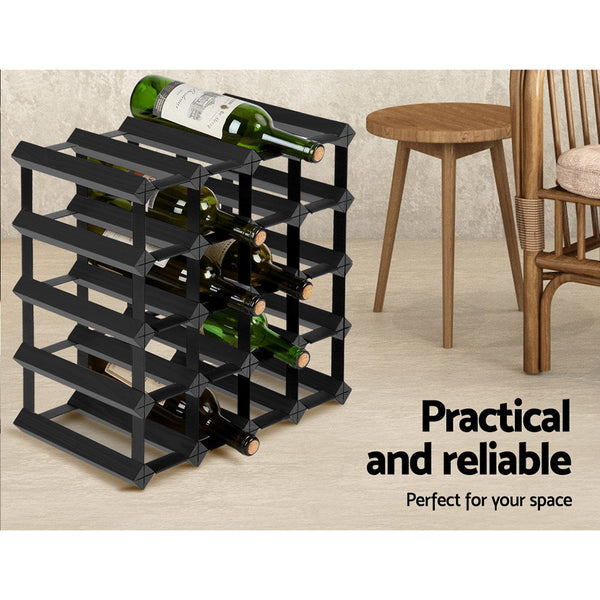 Artiss Wine Rack 20 Bottle Black Racks