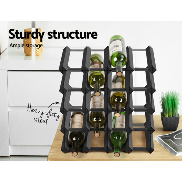 Artiss Wine Rack 20 Bottle Black Racks
