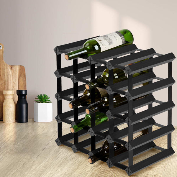 Artiss Wine Rack 20 Bottle Black Racks