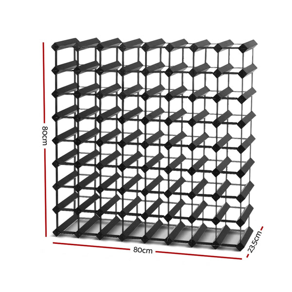 Artiss 72 Bottle Timber Wine Rack Storage Wall Holders Cellar Black Racks