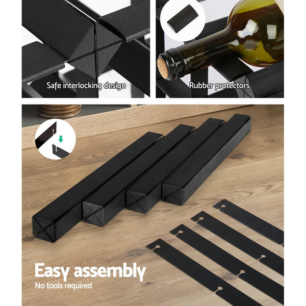 Artiss 72 Bottle Timber Wine Rack Storage Wall Holders Cellar Black Racks