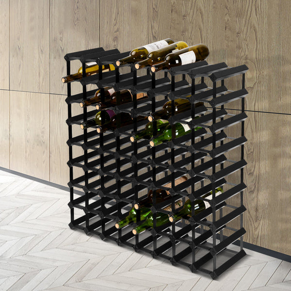 Artiss 72 Bottle Timber Wine Rack Storage Wall Holders Cellar Black Racks