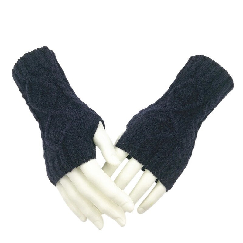 Winter Fall Knitted Gloves Navy Blue Gloves & Mittens