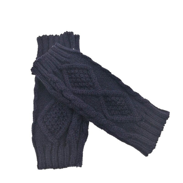Winter Fall Knitted Gloves Navy Blue Gloves & Mittens