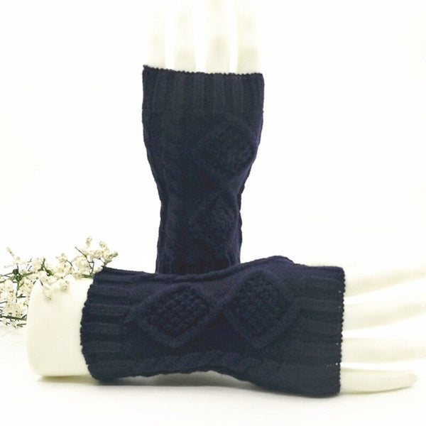 Winter Fall Knitted Gloves Navy Blue