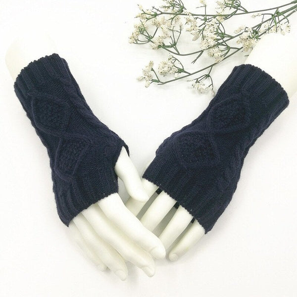 Winter Fall Knitted Gloves Navy Blue Gloves & Mittens