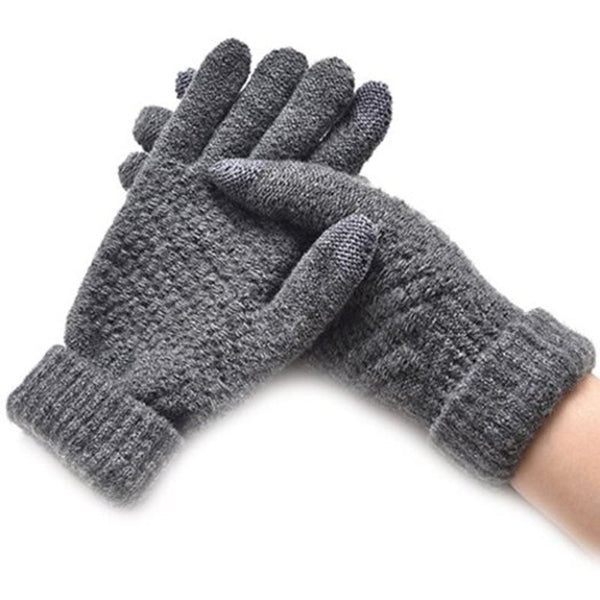 Winter Plus Velvet Thickened Anti Needle Touch Screen Gloves Black Gloves & Mittens