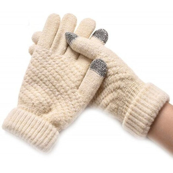 Winter Plus Velvet Thickened Anti Needle Jacquard Touch Screen Gloves Black