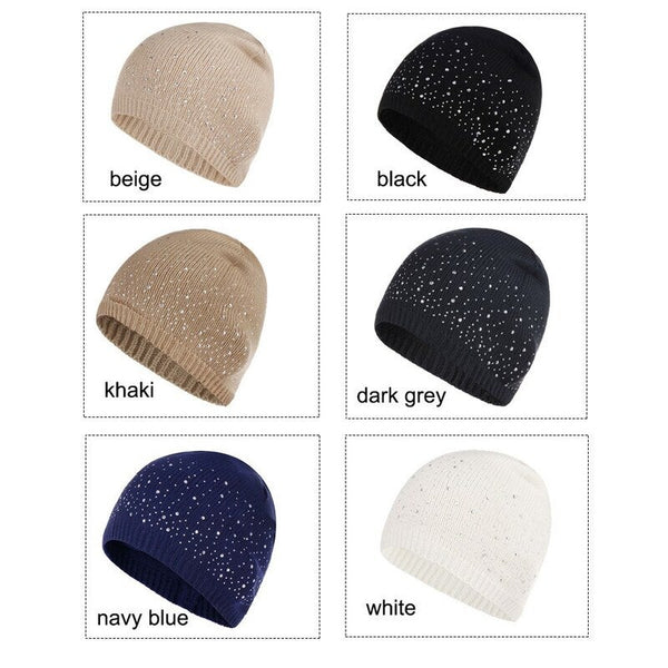 Winter Warm Knitted Crochet Wool Hat White Hats