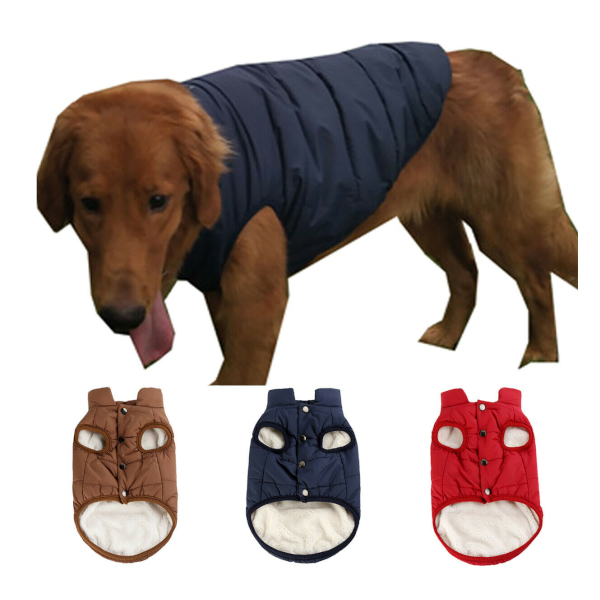 Red / Blue Brown Winter Pet Dog Jacket With Soft Lining Clips Dog Clothing & Shoes