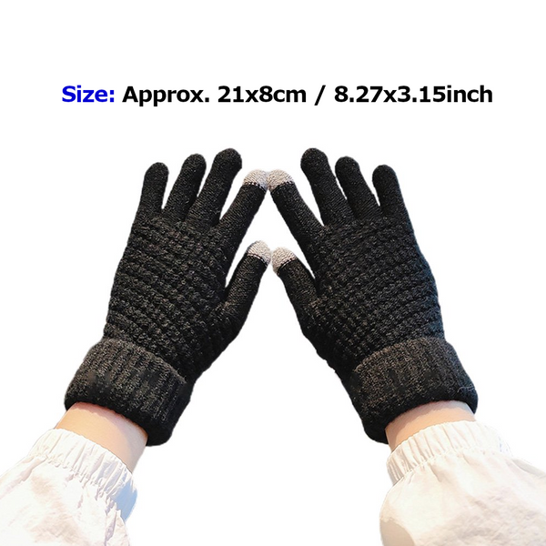 Winter Plus Velvet Thickened Anti Needle Touch Screen Gloves Black Gloves & Mittens