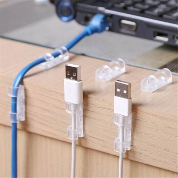 Wire Cable Management Organizer Desktop Cord Clips Line Usb Winders 20Pcs Transparent Cable Ties & Organisers