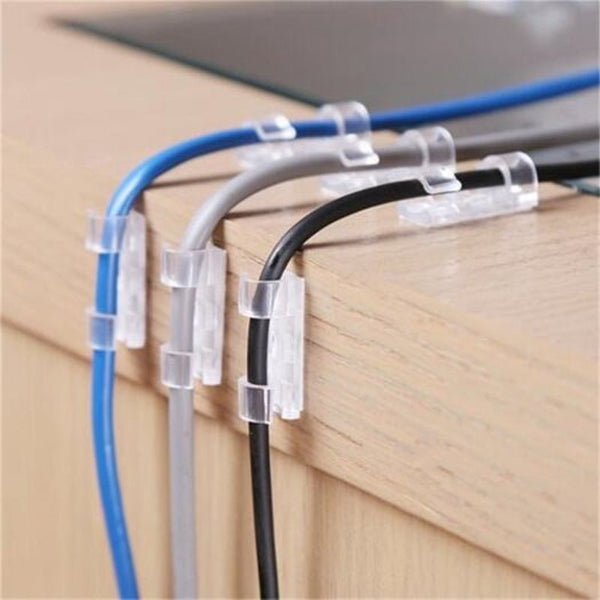 Wire Cable Management Organizer Desktop Cord Clips Line Usb Winders 20Pcs Transparent Cable Ties & Organisers