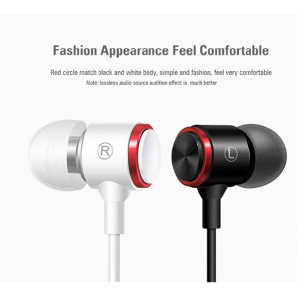 Wire Headset Metal Bass In Ear Sports Headphones Black Wired Earphones
