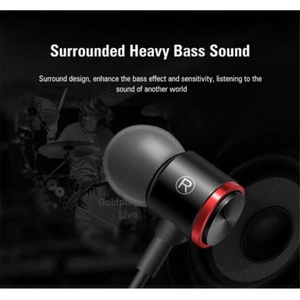 Wire Headset Metal Bass In Ear Sports Headphones Black Wired Earphones