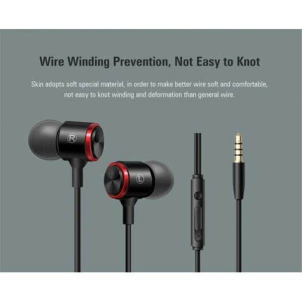 Wire Headset Metal Bass In Ear Sports Headphones Black Wired Earphones