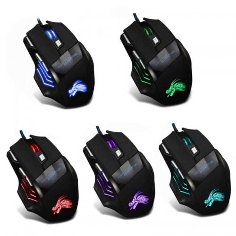 Wired Gaming Mouse Professional 7 Buttons 5500Dpi Usb Cable Black Mice Trackballs & Touchpads