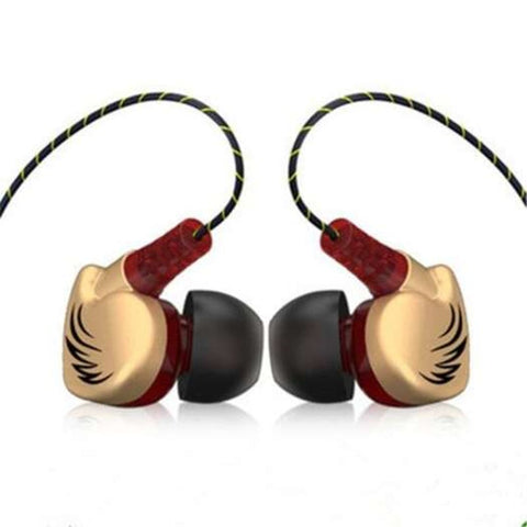 Wired Headphones In Ear Sports Earphone Control Cable Clip Stereo Sound Noise Cancelling Earbuds Golden