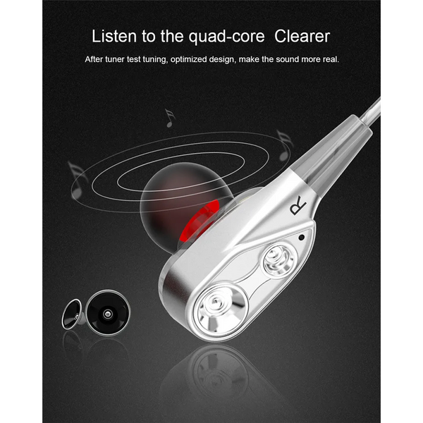 Original Design Double Speaker In Ear Stereophonic Bass Subwooferfor Iphone Xiaomi Huawei Black