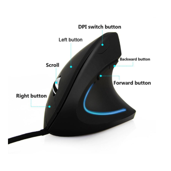 Wired Right Hand Vertical Mouse Ergonomic Gaming 800 1200 1600 Dpi Usb Optical Wrist Healthy Mice Mause For Pc Computer Mice Trackballs & Touchpads