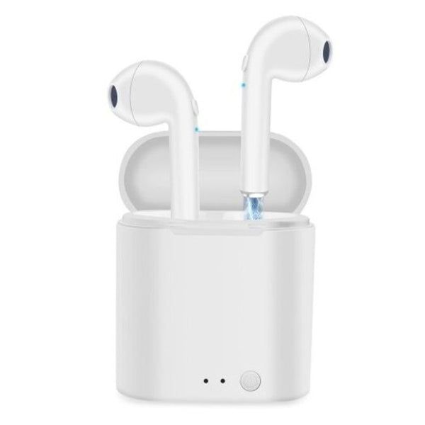 Wireless Bluetooth Earphones Mini Stereo Bass Sport Headset With Chargin White Earbuds