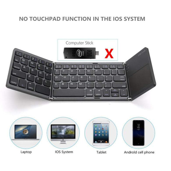 Computer Keyboards Wireless Bluetooth Folding Mini Foldable Portable Bt With Touchpad Rechargeable Li Ion Battery Keyboards & Keypads