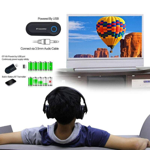 Wireless Bt Audio Transmitter Adapter Bluetooth Desktop Computer Tv To Mini 3.5Mm Stereo