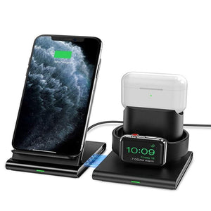 Wireless Charger 3 In 1 Charging Station For Apple Watch Airpods Detachable And Magnetic Stand Iphone 11 / Pro