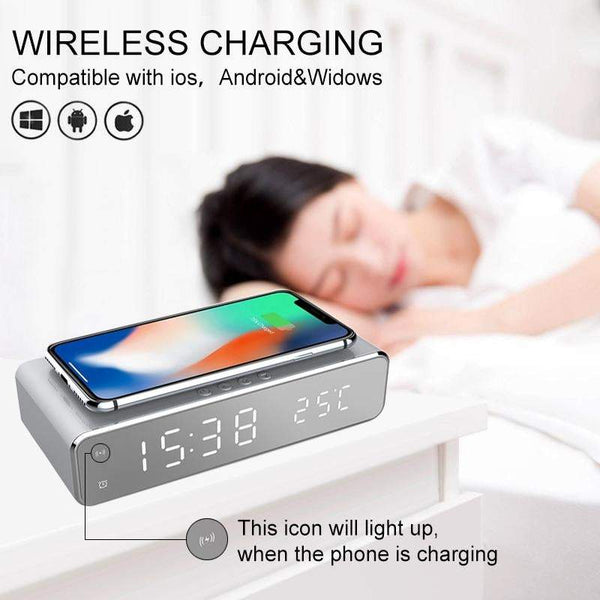 Chargers & Cradles Led Display Wireless Charger Desk Bedside Table Alarm Clock