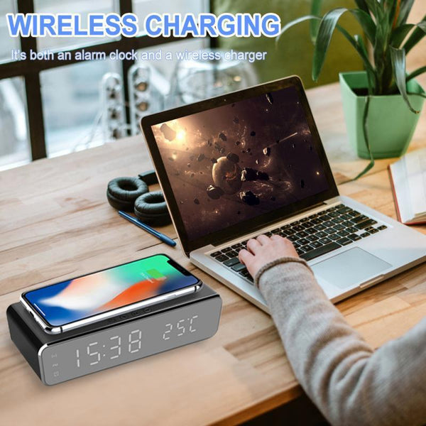 Chargers & Cradles Led Display Wireless Charger Desk Bedside Table Alarm Clock