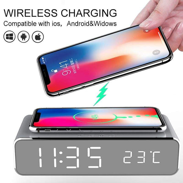Chargers & Cradles Led Display Wireless Charger Desk Bedside Table Alarm Clock