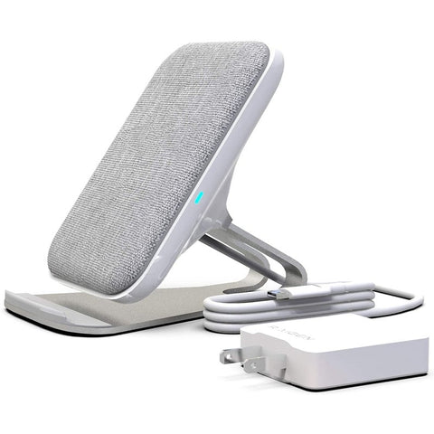 Wireless Charging Stand Modern Fabric Canvas Design 7.5W For Iphonexs Maxxrx 8 Plus 10W Samsung Galaxy S10 S9 S8 S7 Note / White