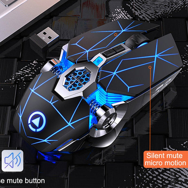 Rechargeable Wireless Silent Gaming Mouse 1600 Dpi Led Backlit 2.4G 7 Keys Mice Trackballs & Touchpads