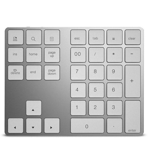 Tablet Keyboards Wireless Numeric Aluminium 34 Bt Built In Rechargeable Battery Keypad For Windows / Ios Android Silver