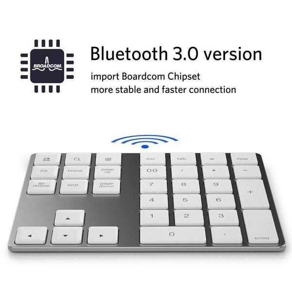 Bluetooth 3.0 Wireless Numeric Aluminium Built In Rechargeable Battery Keypad For Windows / Ios Android Keyboards & Keypads