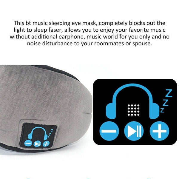 Wireless Stereo Bt Earphone Sleep Mask Soft Earphones Support Handsfree Sleeping Eye Black