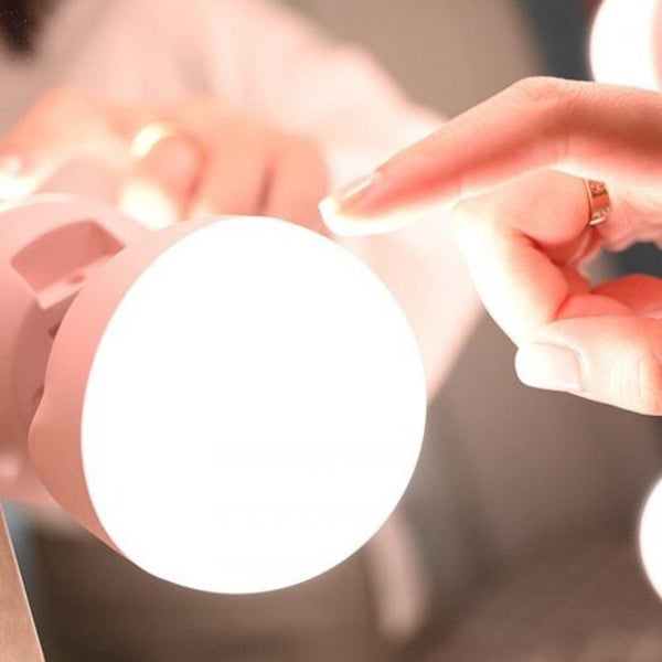 Wireless Usb Rechargeable Led Mirror Light Free Puncturing Touch Control Bedside Lamp Pink Mirrors