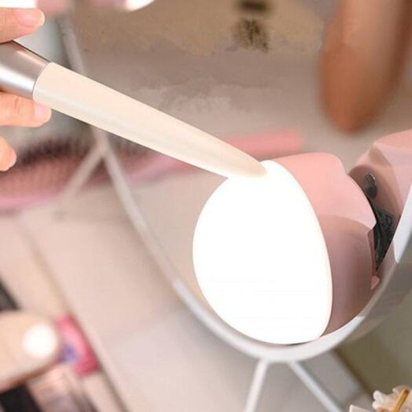 Wireless Usb Rechargeable Led Mirror Light Free Puncturing Touch Control Bedside Lamp Pink