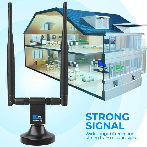 Usb Wireless Wifi Adapter Bt Dongle 1200Mbps Ethernet Dual Antenna Boosters Extenders & Antennas