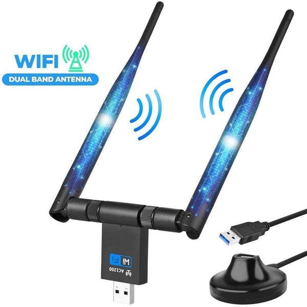 Usb Wireless Wifi Adapter Bt Dongle 1200Mbps Ethernet Dual Antenna Boosters Extenders & Antennas