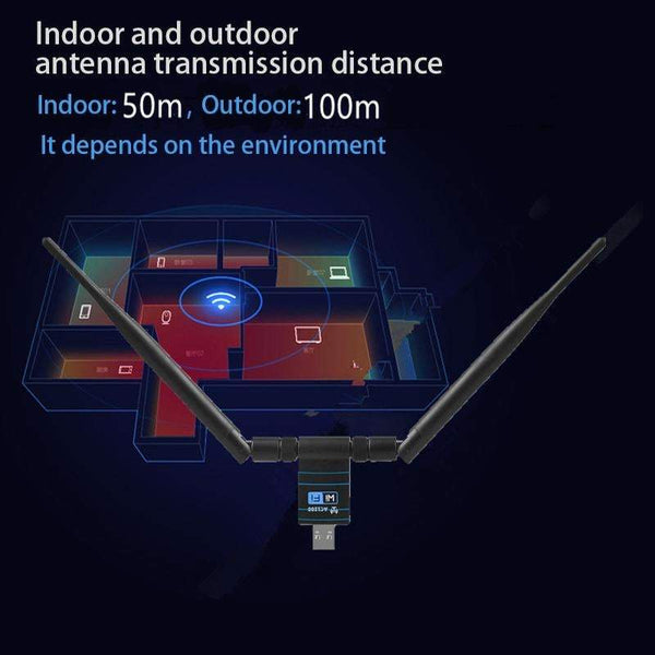 Usb Wireless Wifi Adapter Bt Dongle 1200Mbps Ethernet Dual Antenna Boosters Extenders & Antennas