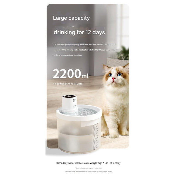 Black Wireless Automatic Pet Water Fountain 2.2L Motion Sensor Dispenser Dog Automatic Feeders