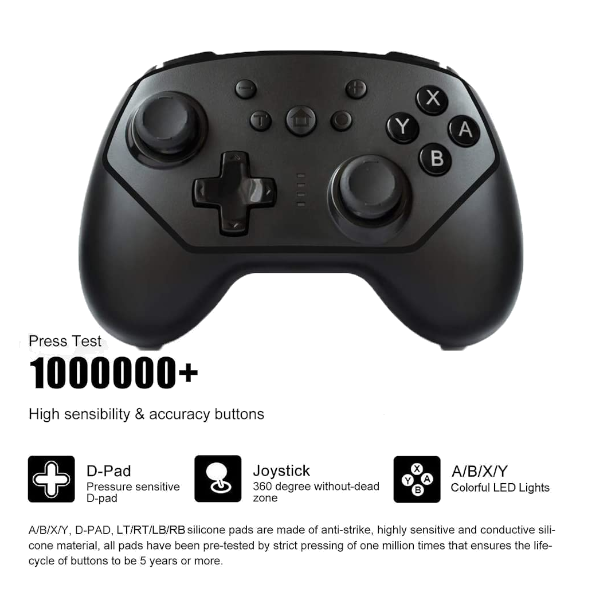 Wireless Controller For Switch Pro With Vibration Black Controllers & Attachments