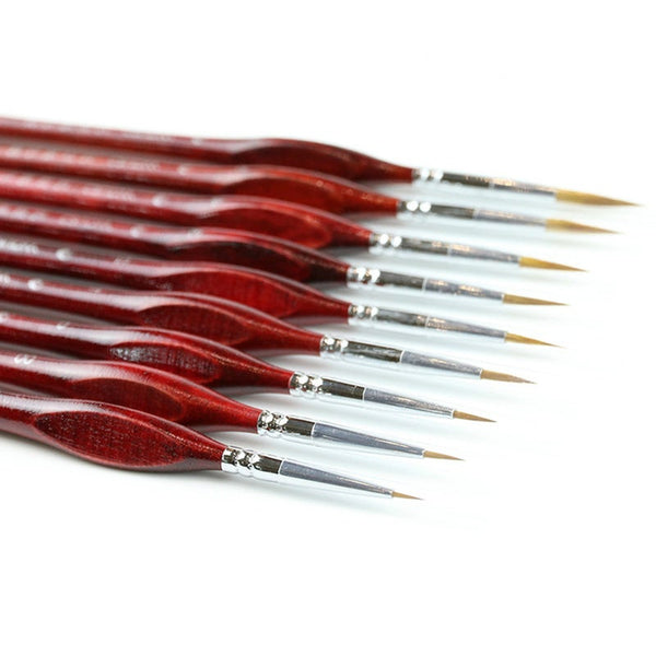 9Pcs / Set Miniature Paint Brushes Fine Pointed Tip For Acrylic Watercolor Oil Drawing Kits Artists Brushes