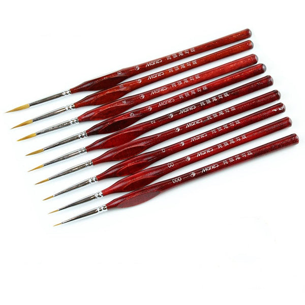 9Pcs / Set Miniature Paint Brushes Fine Pointed Tip For Acrylic Watercolor Oil Drawing Kits Artists Brushes