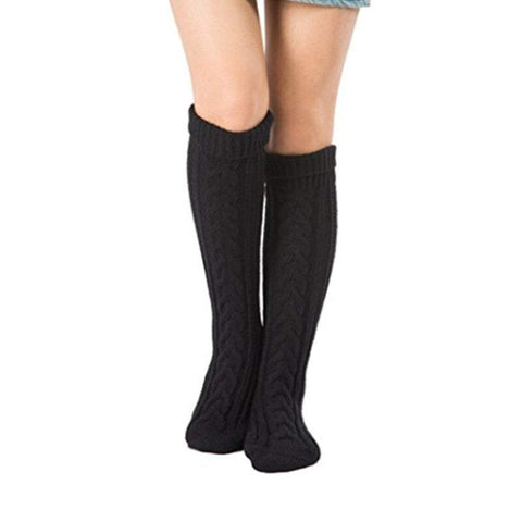 Women Knitted Knee High Socks Leg Warmers